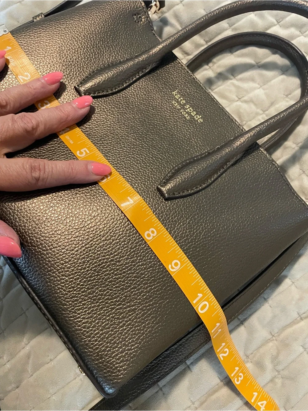 kate spade metallic bronze sachel cross body with detachable strap